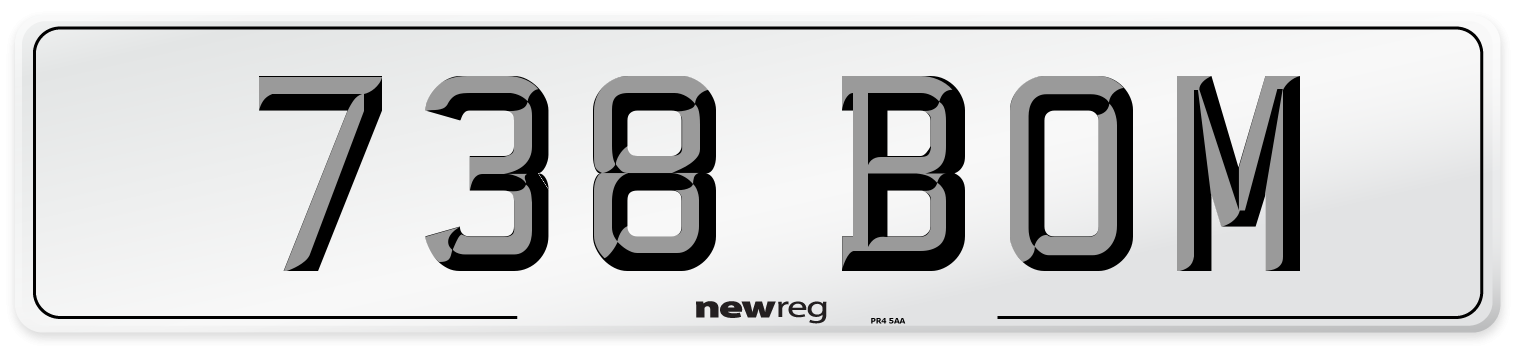 738 BOM Number Plate from New Reg